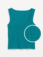 Square-Neck Textured Tank Top