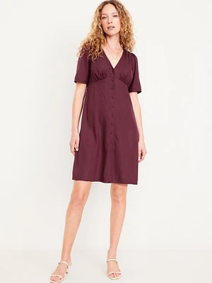 Button-Down Crepe Mini Dress