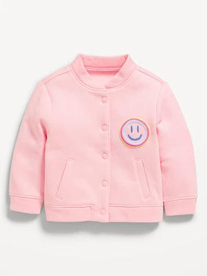 Button-Front Graphic Bomber Jacket for Baby