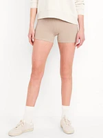 Extra High-Waisted Seamless Ribbed Biker Shorts -- 4-inch inseam