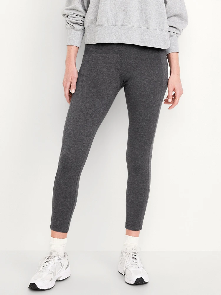 High Waisted Side Pocket 7/8-Length Leggings for Women