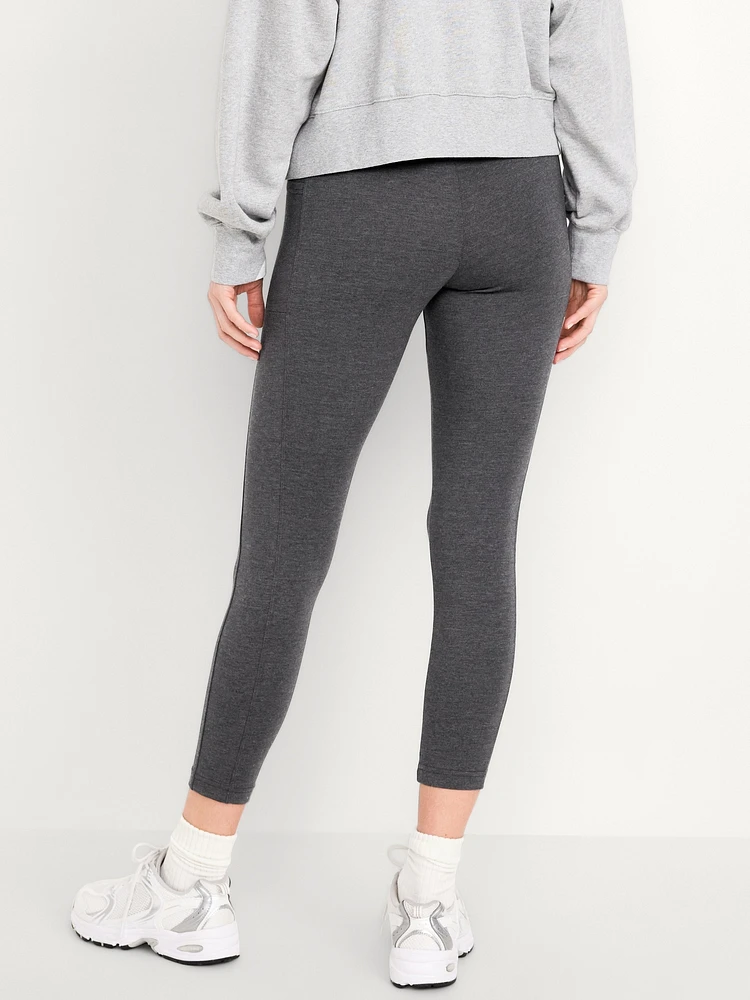 High Waisted Side Pocket 7/8-Length Leggings for Women