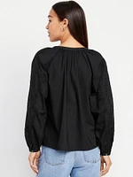 Split-Neck Button-Down Top