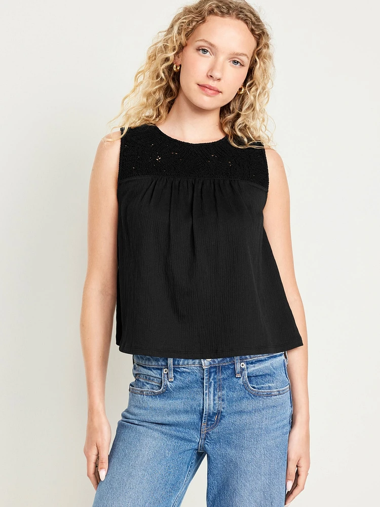 Crochet-Trim Top