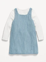 Sleeveless Chambray Dress and T-Shirt Set for Toddler Girls