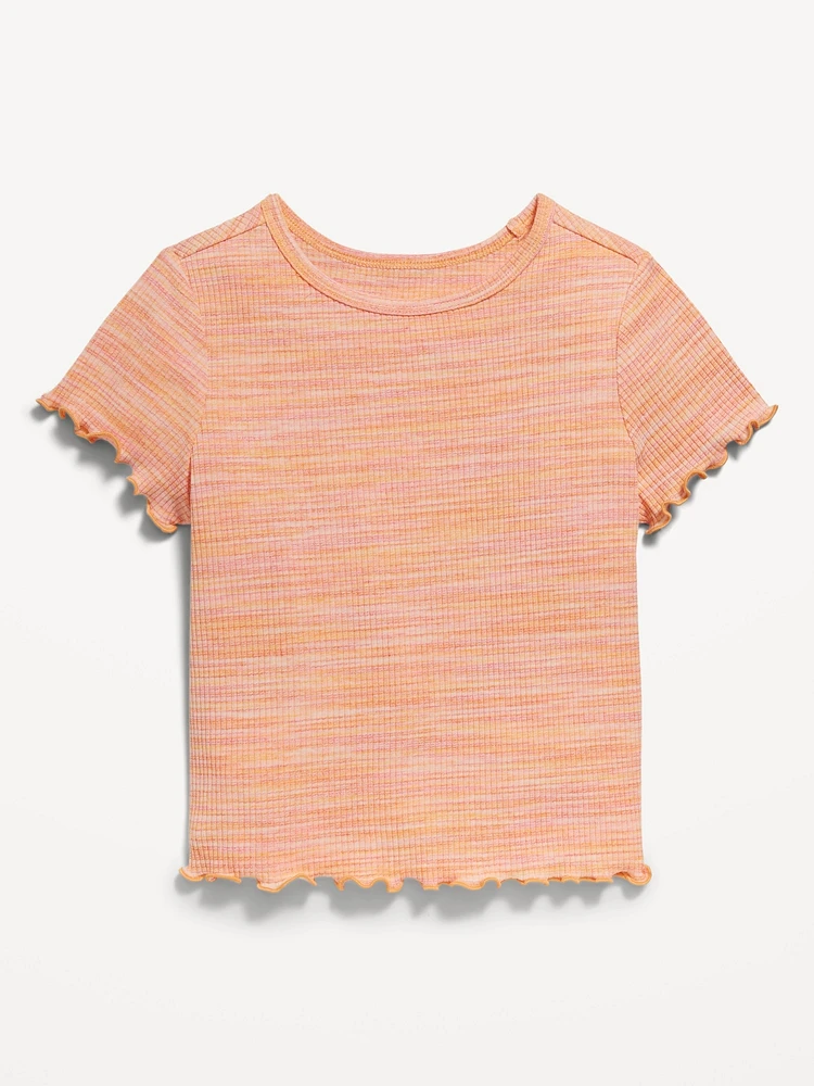 Short-Sleeve Lettuce-Edge T-Shirt for Toddler Girls