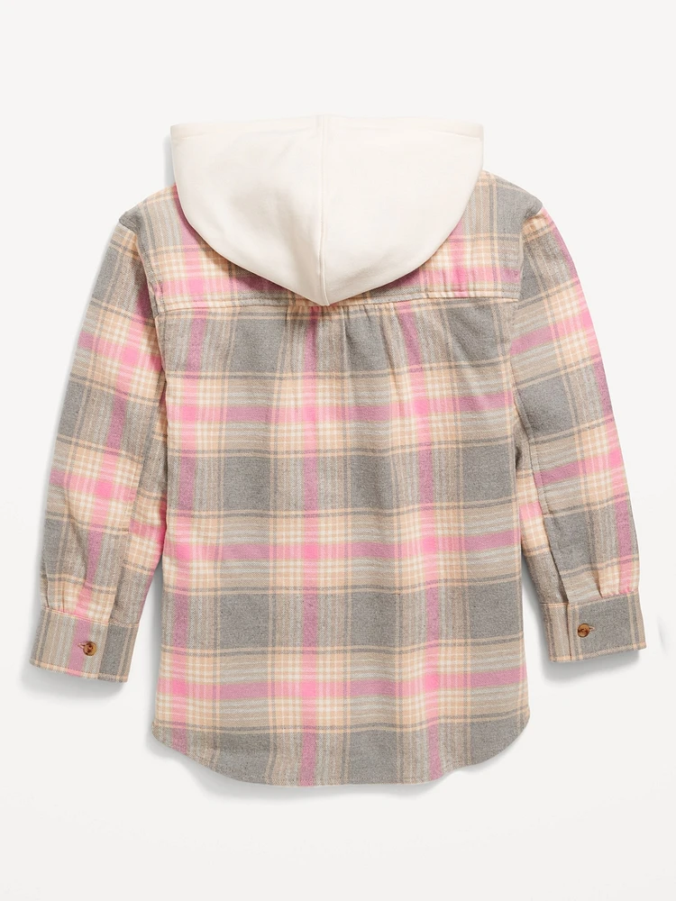 Long-Sleeve Hooded Flannel Shirt for Girls