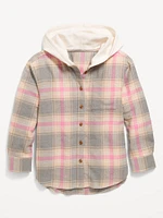 Long-Sleeve Hooded Flannel Shirt for Girls