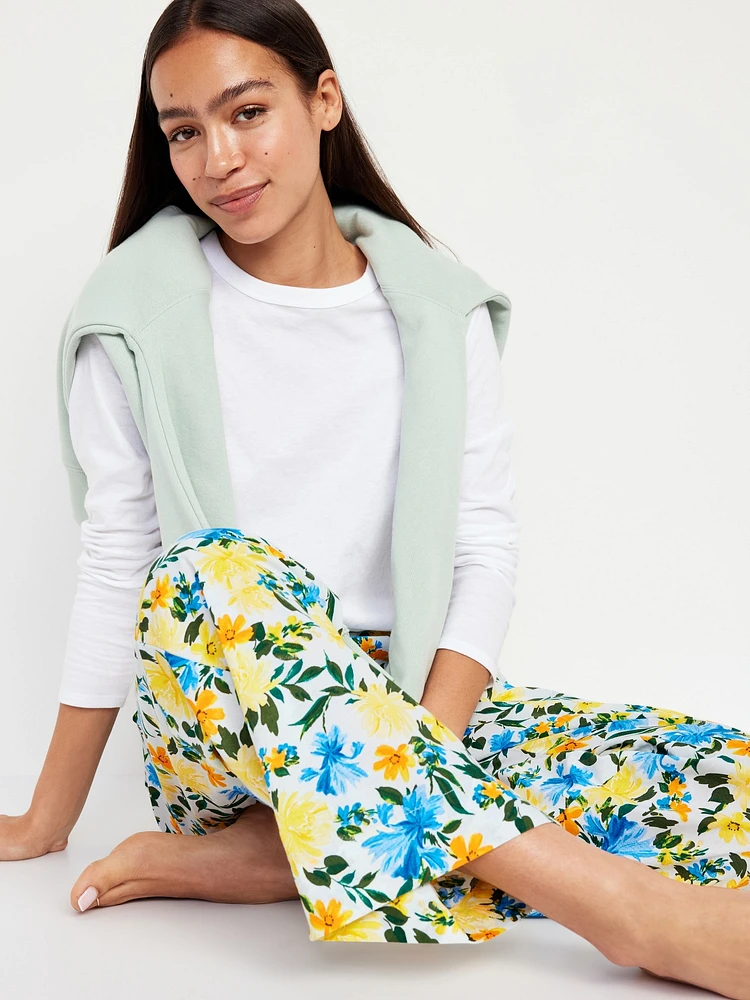 High-Waisted Poplin Pajama Pant