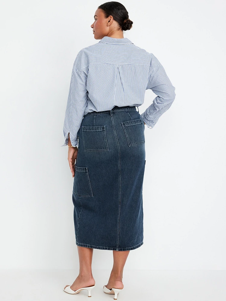 Mid-Rise Cargo Maxi Skirt