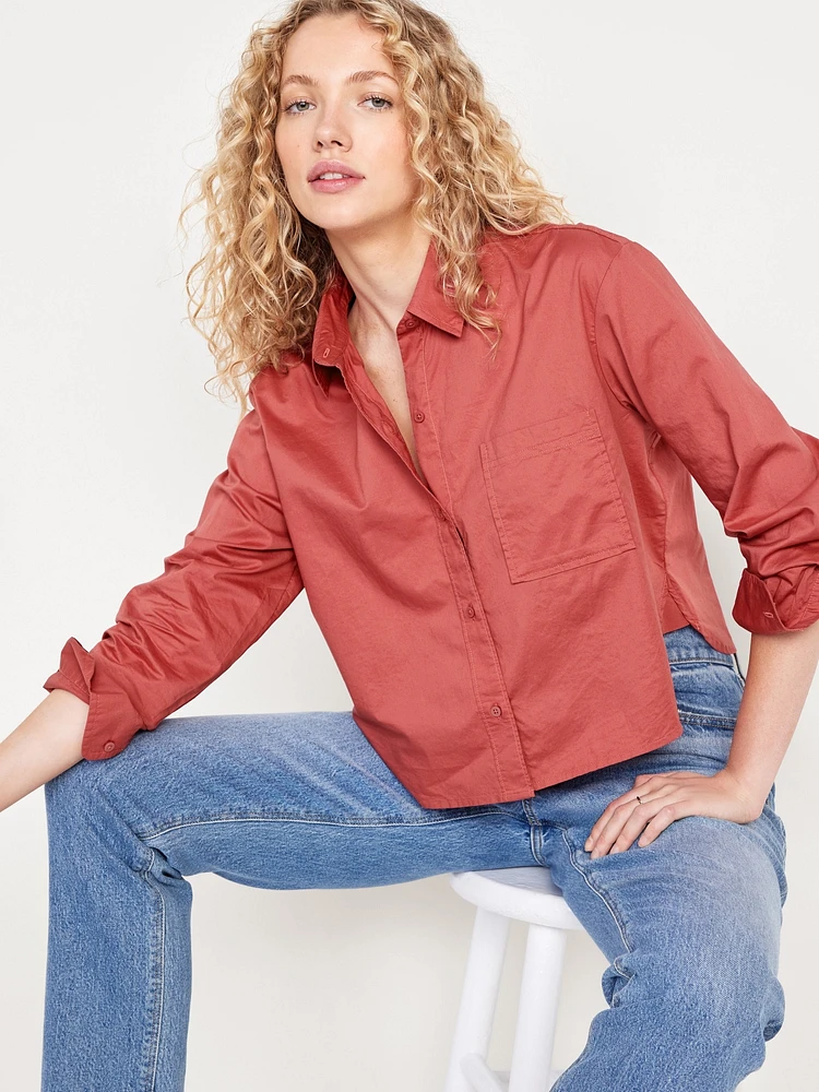 Button-Down Crop Shirt