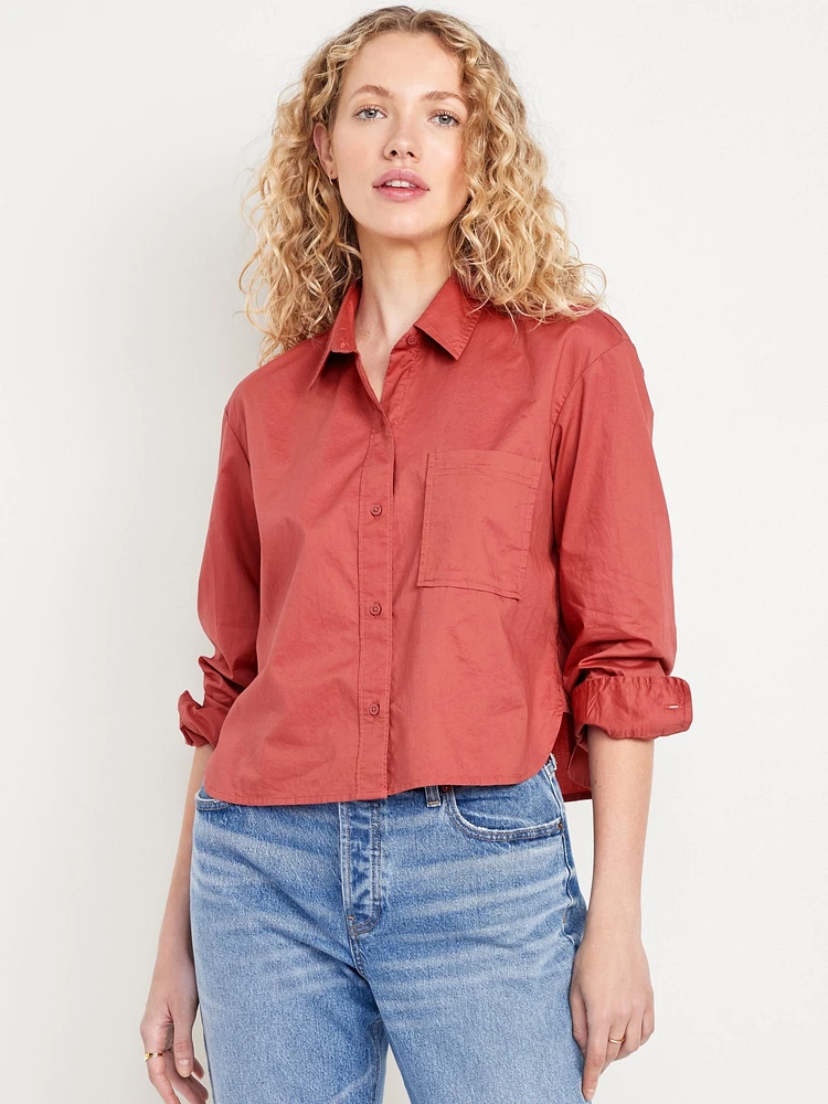 Button-Down Crop Shirt