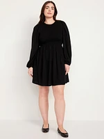 Fit & Flare Long-Sleeve Mini Dress