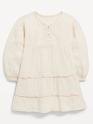 Long-Sleeve Tiered Double-Weave Dress for Toddler Girls