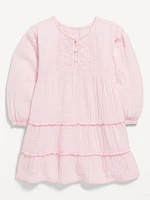 Long-Sleeve Tiered Double-Weave Dress for Toddler Girls