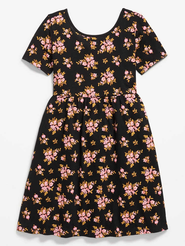 Printed Fit and Flare Dress for Girls