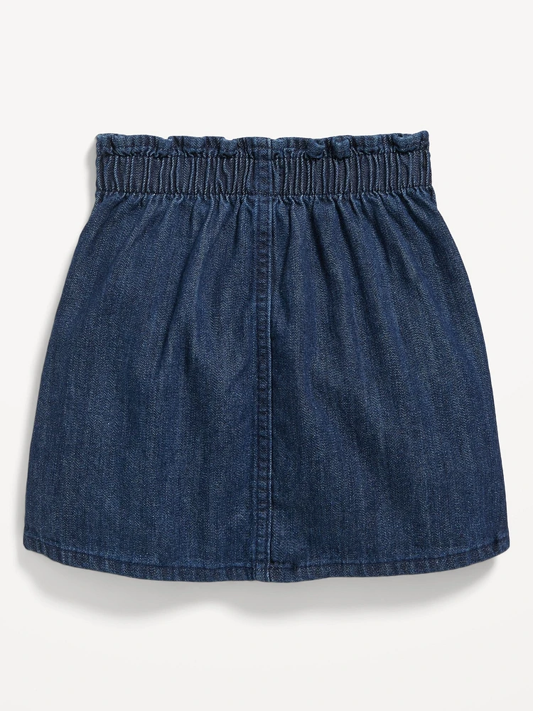 Button-Front Heart-Pocket Skirt for Toddler Girls