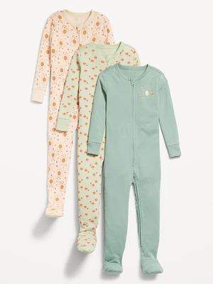 Snug-Fit 2-Way-Zip Pajama One-Piece 3-Pack for Toddler & Baby