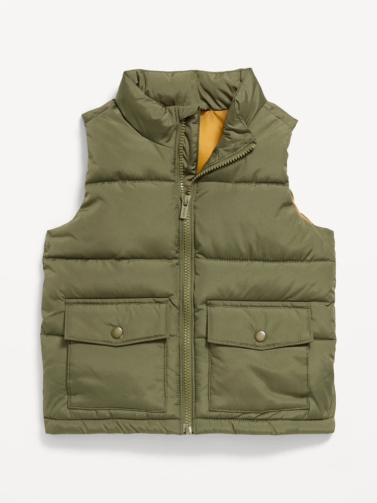 Water-Resistant Quilted Utility Puffer Vest for Toddler