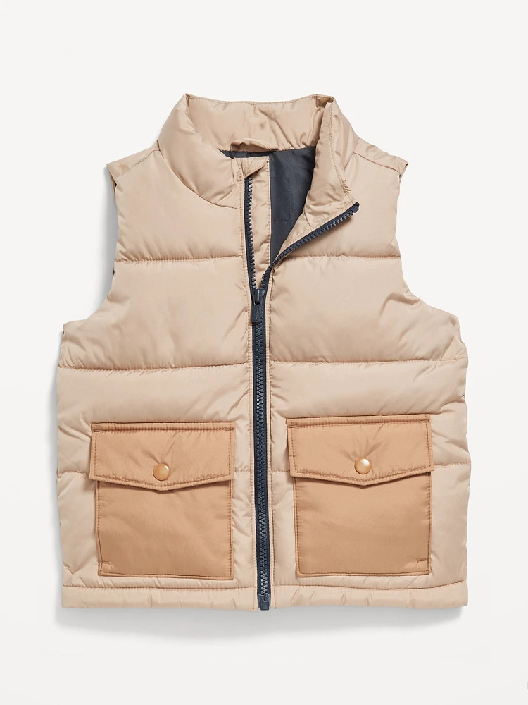 Water-Resistant Quilted Utility Puffer Vest for Toddler