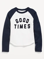 Long Raglan-Sleeve Graphic T-Shirt for Girls