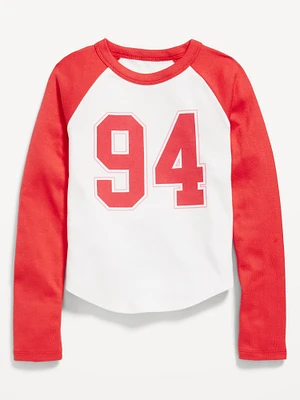 Long Raglan-Sleeve Graphic T-Shirt for Girls