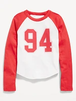 Long Raglan-Sleeve Graphic T-Shirt for Girls