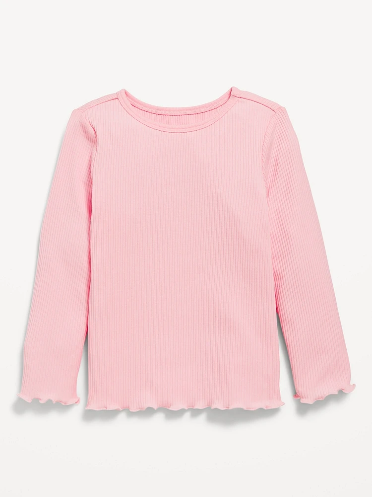 Long-Sleeve Lettuce-Edge T-Shirt for Toddler Girls