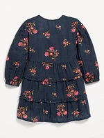 Long-Sleeve Tiered Double-Weave Dress for Toddler Girls