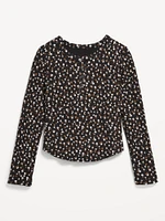 Printed Long-Sleeve Henley T-Shirt for Girls