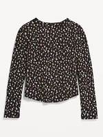 Printed Long-Sleeve Henley T-Shirt for Girls