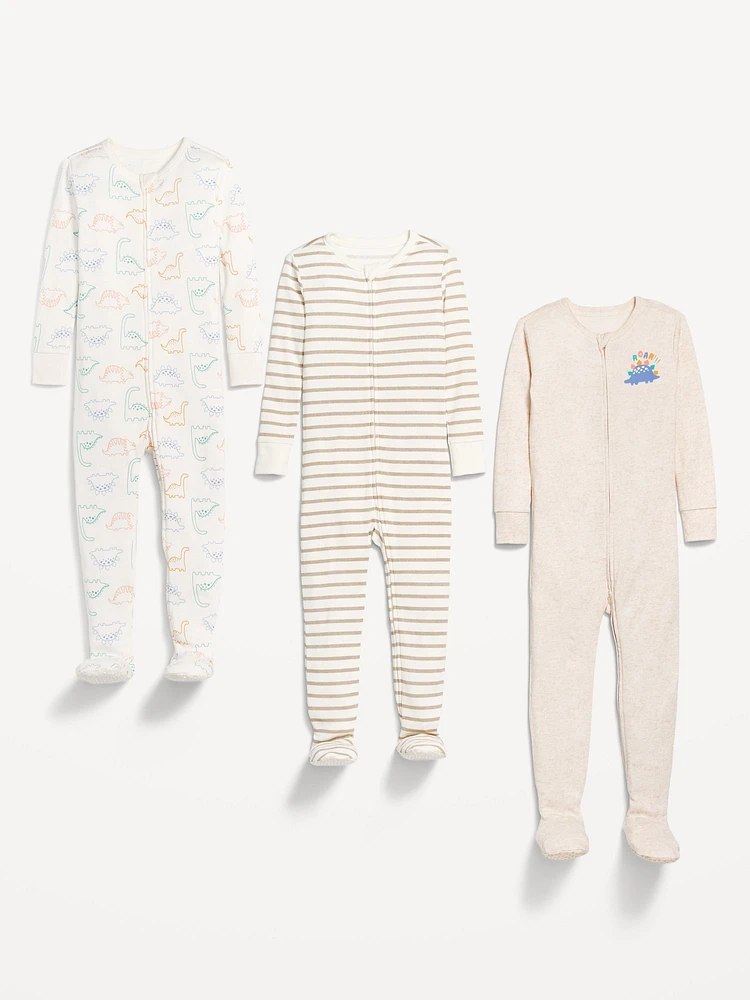 Snug-Fit Pajama One-Piece 3-Pack for Toddler & Baby