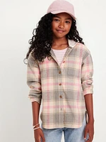 Long-Sleeve Hooded Flannel Shirt for Girls