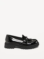 Faux Leather Chunky Heel Loafers