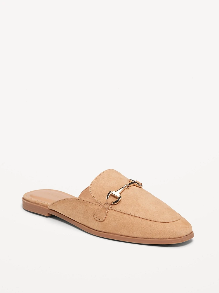 Faux-Leather Loafer Mule Shoes