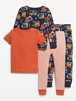 4-Piece Printed Snug-Fit Pajama Set for Toddler & Baby