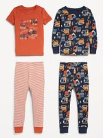 4-Piece Printed Snug-Fit Pajama Set for Toddler & Baby