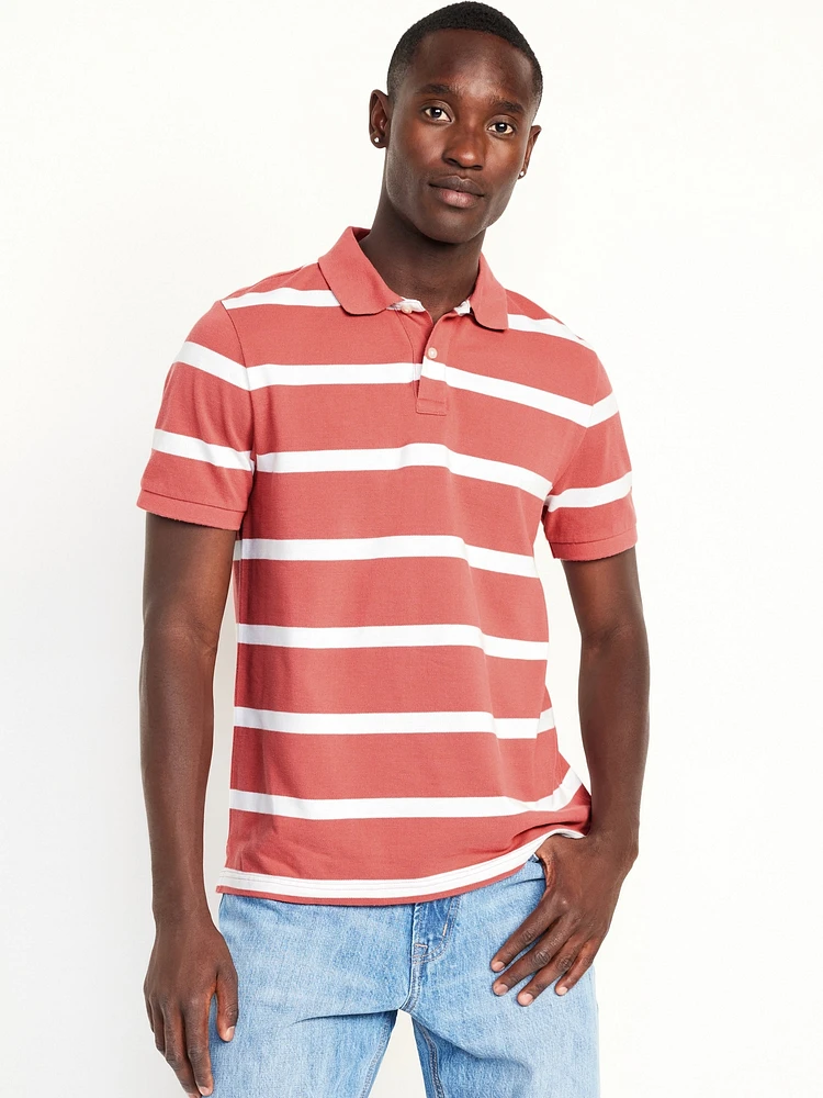 Classic Fit Striped Pique Polo