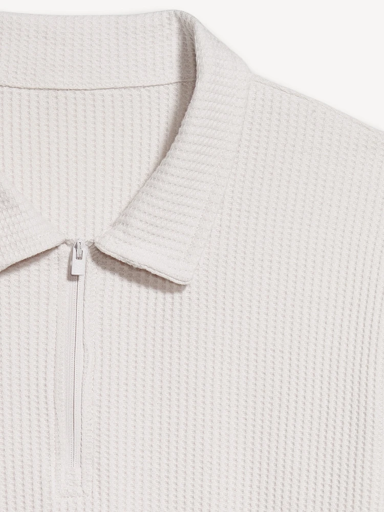 Quarter-Zip Waffle Polo Sweater