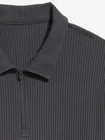 Quarter-Zip Waffle Polo Sweater