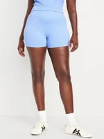 Extra High-Waisted Seamless Ribbed Biker Shorts -- 4-inch inseam