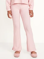 Plush High-Waisted Ribbed Flare Pants for Girls