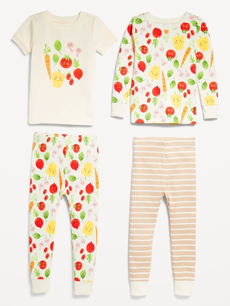 4-Piece Snug-Fit Printed Pajama Set for Toddler &amp Baby