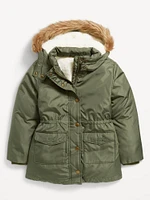 Water-Resistant Sherpa-Lined Hooded Parka Coat for Girls