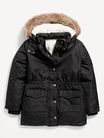 Water-Resistant Sherpa-Lined Hooded Parka Coat for Girls