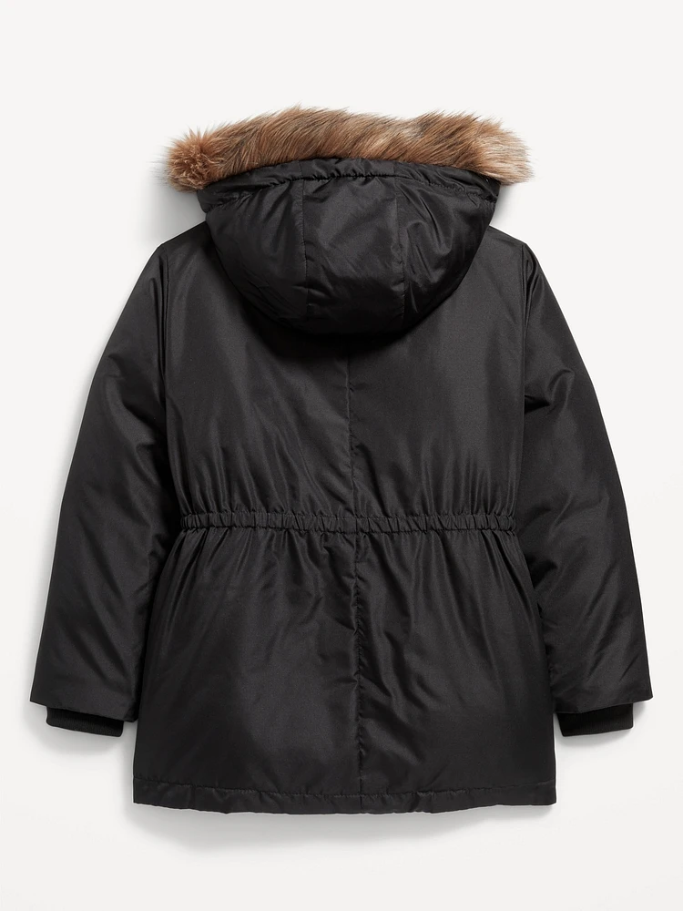 Water-Resistant Sherpa-Lined Hooded Parka Coat for Girls