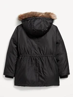 Water-Resistant Sherpa-Lined Hooded Parka Coat for Girls