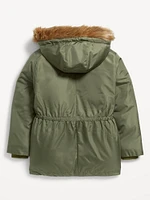 Water-Resistant Sherpa-Lined Hooded Parka Coat for Girls