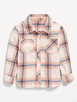 Long-Sleeve Plaid Pocket Shirt for Toddler Girls