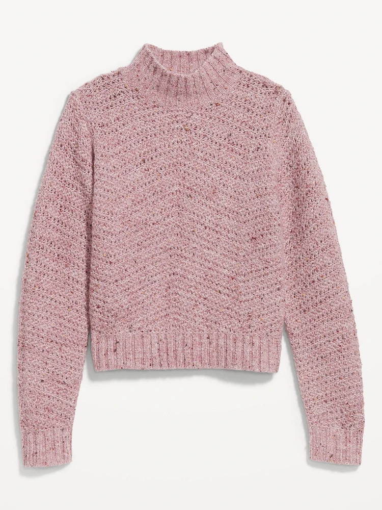 Mock-Neck Crop Sweater